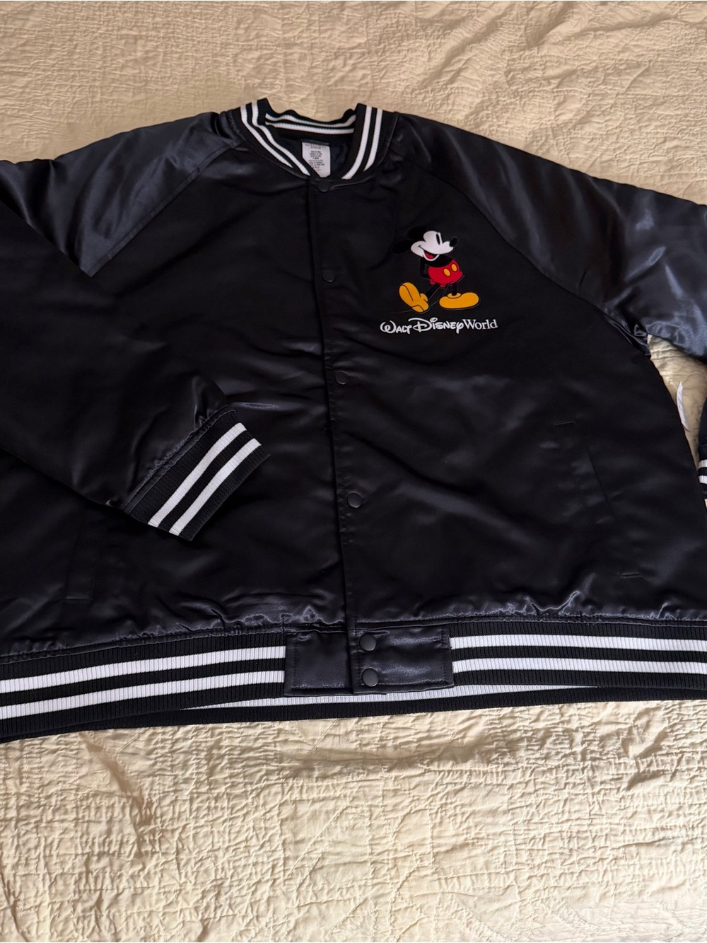 Disney Black Mickey Mouse Varsity Bomber Jacket NWT